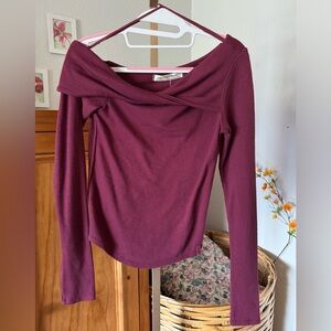 Free People We the Free Addie Burgundy Ribbed-Knit One Shoulder Top, NWT, XS